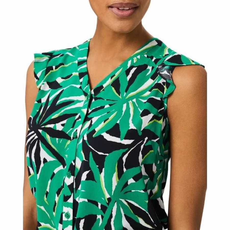 Top * | Wholesale Hobbs London Laura Palm-Print Top Green Multi