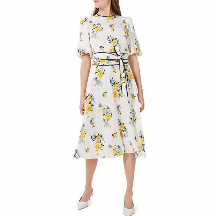 Dress * | Best Reviews Of Hobbs London Lana Floral Midi Dress Ivory Multi