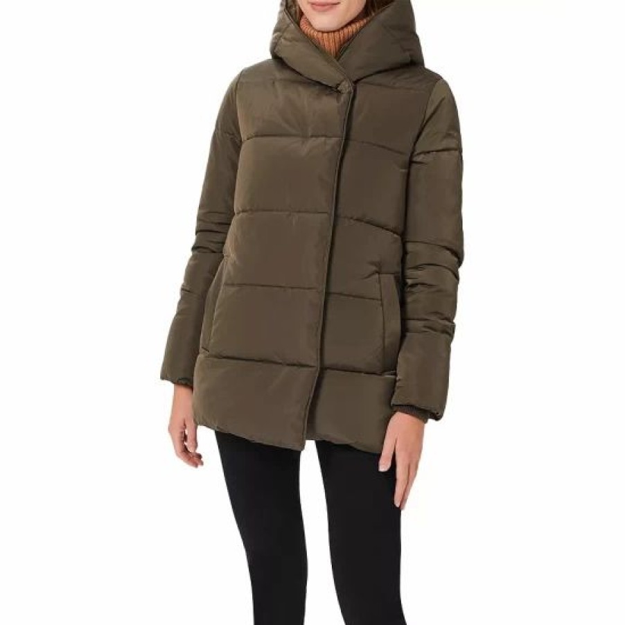 Coat * | Best Pirce Hobbs London Darla Short Puffer Coat Dark Olive