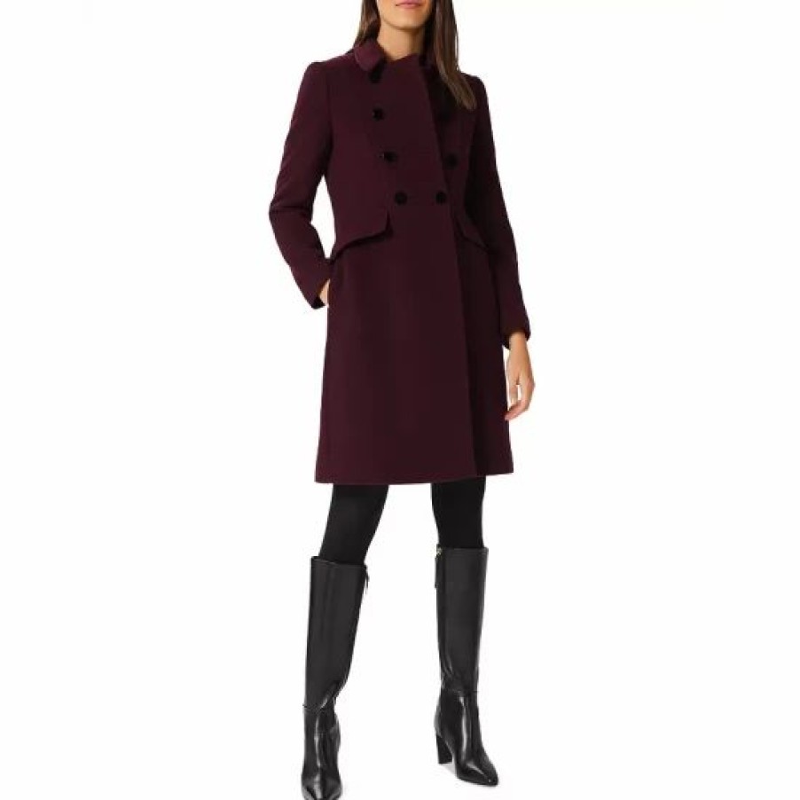 Coat * | Cheapest Hobbs London Janaya Double Breasted Princess Coat Mullberry Red