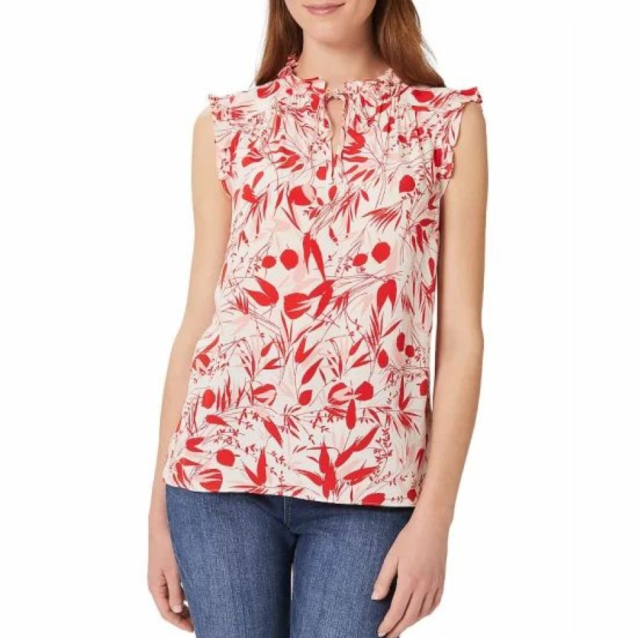 Top * | Best Pirce Hobbs London Luma Printed Top Ivory Red