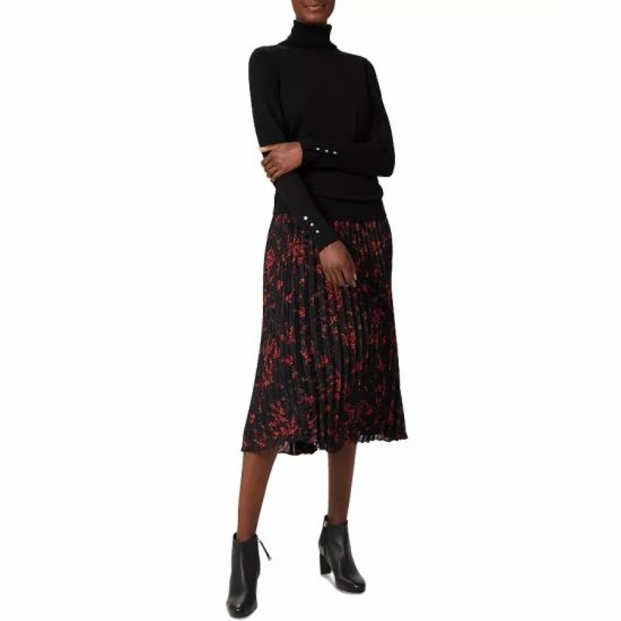 Skirt * | Wholesale Hobbs London Losie Printed Pleated Midi Skirt Black Multi