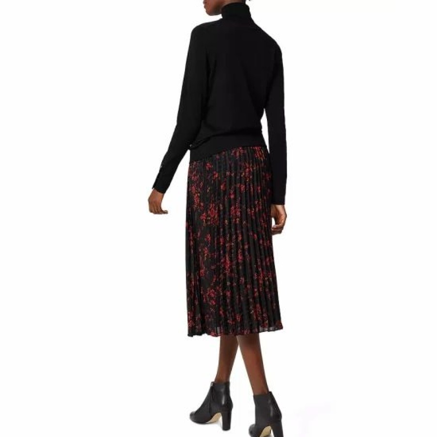 Skirt * | Wholesale Hobbs London Losie Printed Pleated Midi Skirt Black Multi