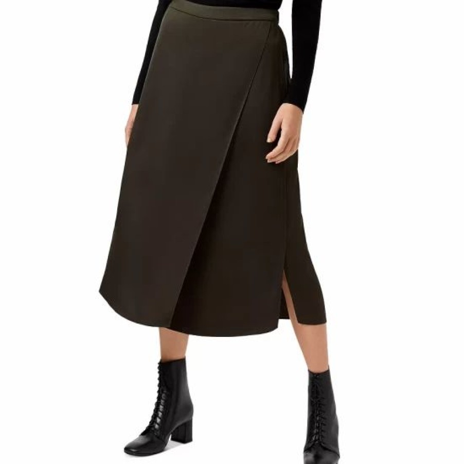 Skirt * | Best Sale Hobbs London Dionne Satin Midi Skirt Dark Green