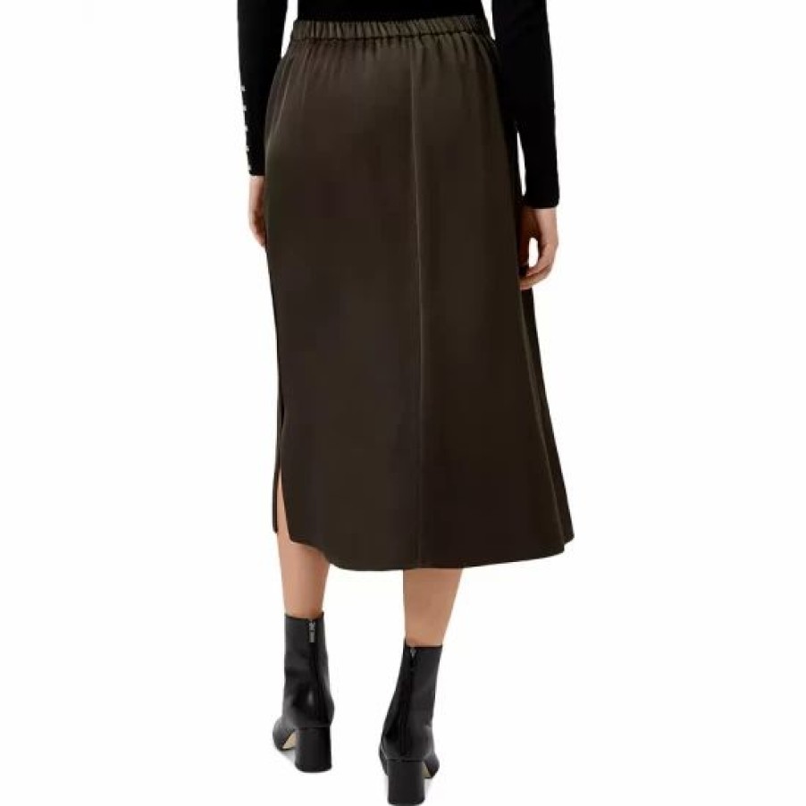 Skirt * | Best Sale Hobbs London Dionne Satin Midi Skirt Dark Green