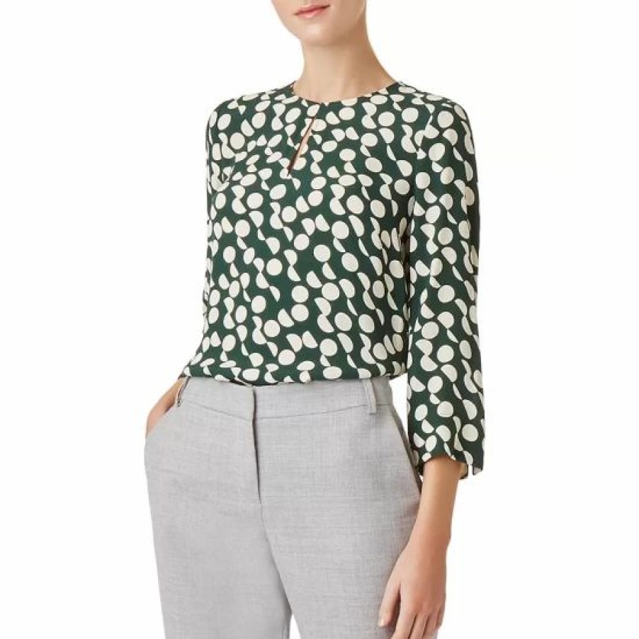 Top * | Best Pirce Hobbs London Alex Printed Blouse Green Stone