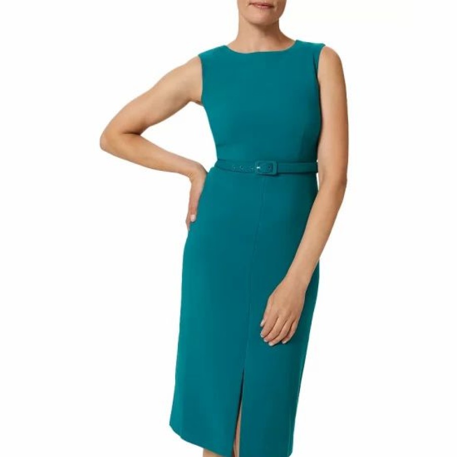 Dress * | Cheap Hobbs London Alva Belted Dress Lagoon Blue