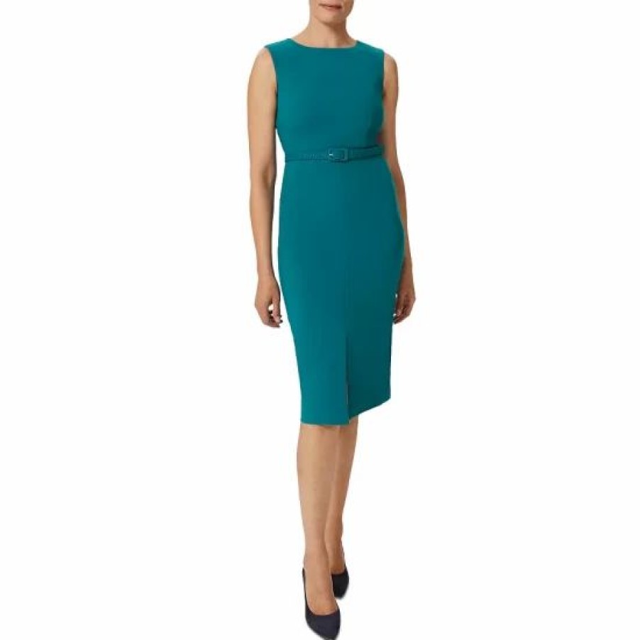 Dress * | Cheap Hobbs London Alva Belted Dress Lagoon Blue