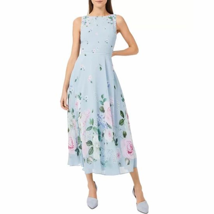 Dress * | Best Reviews Of Hobbs London Carly Floral Print Dress Blue Multi