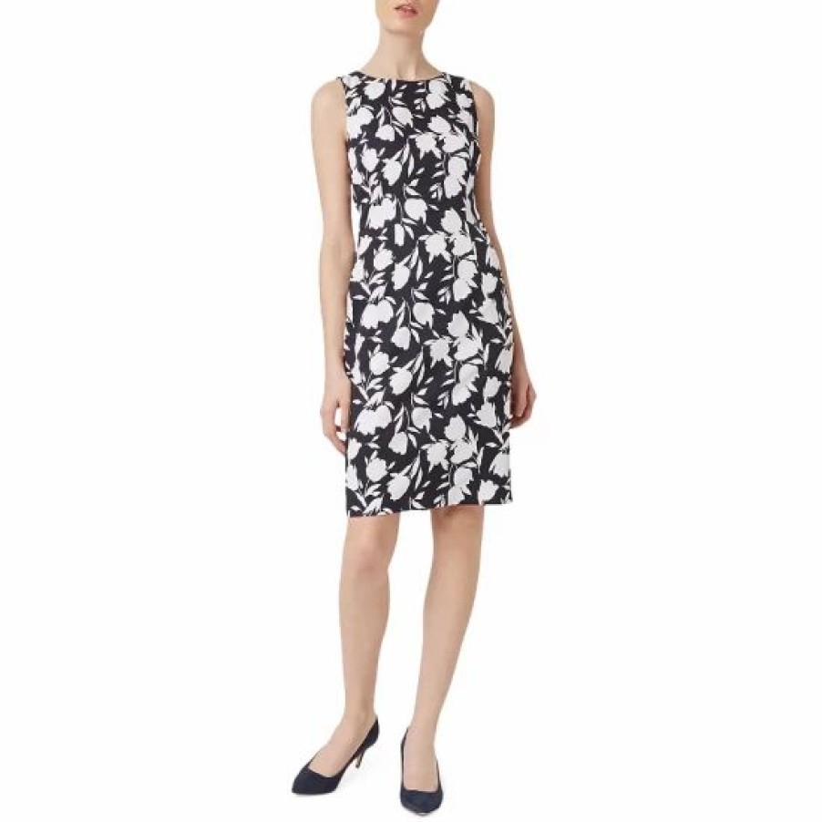 Dress * | Cheap Hobbs London Moira Floral Print Shift Dress Midnight/Ivory