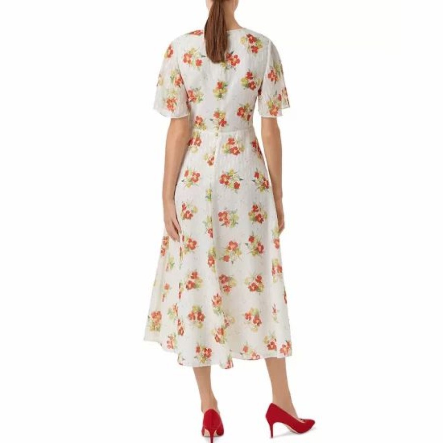 Dress * | Brand New Hobbs London Savannah Floral Midi Dress Ivory Multi