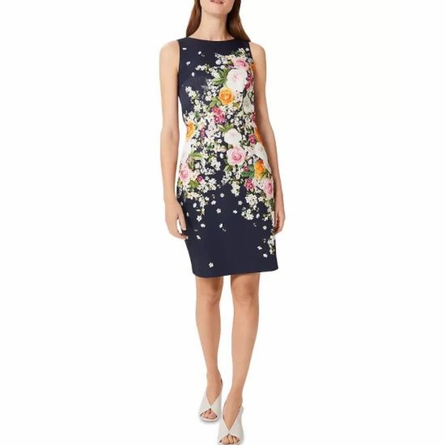 Dress * | New Hobbs London Moira Printed Dress Navy Pink