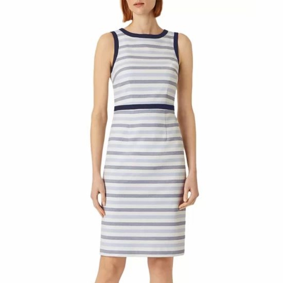 Dress * | Best Deal Hobbs London Hobbs Marianna Striped A-Line Dress Blue Ivory