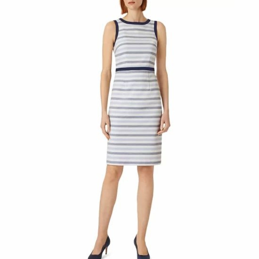 Dress * | Best Deal Hobbs London Hobbs Marianna Striped A-Line Dress Blue Ivory