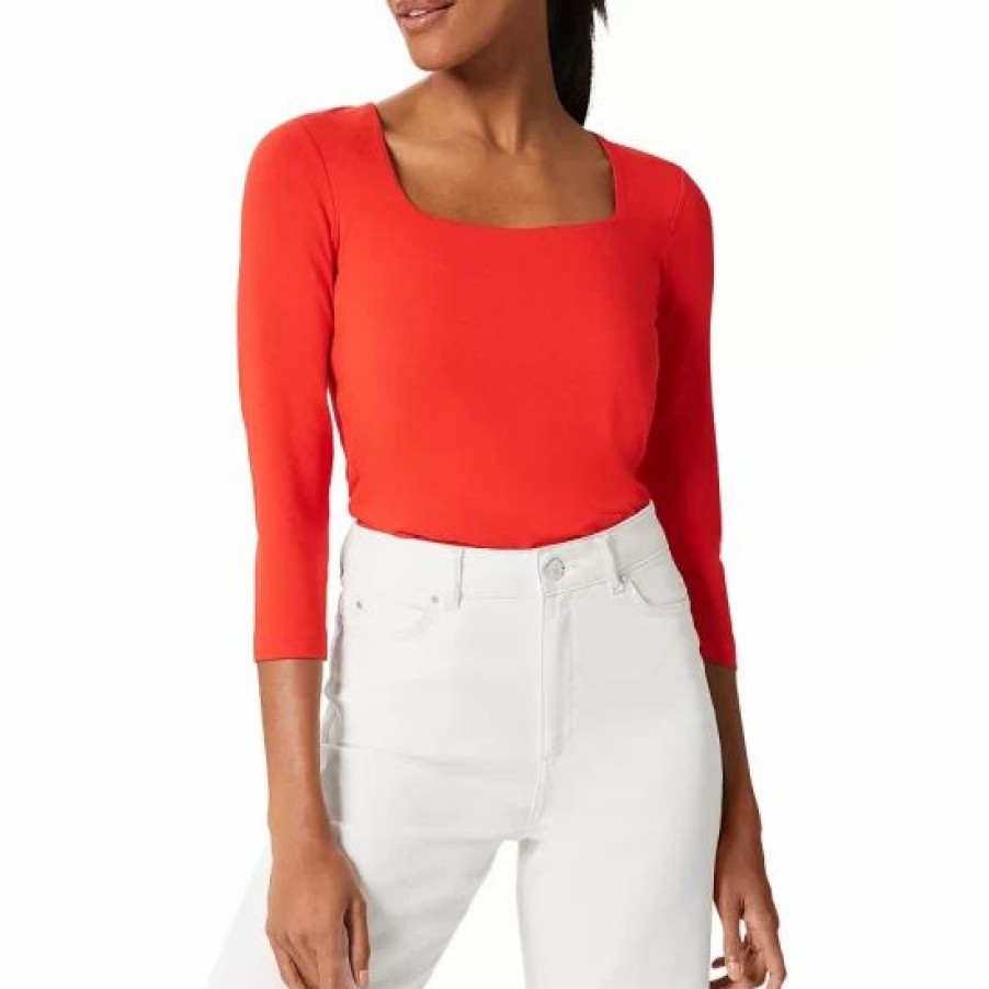 Top * | Best Deal Hobbs London Debbie Square Neck Top Coral Red