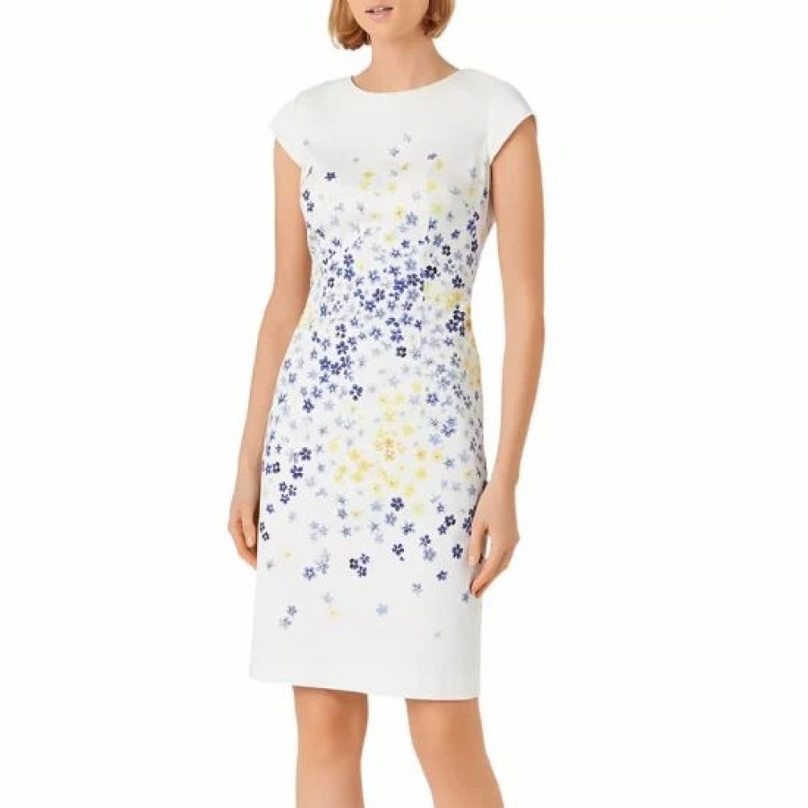 Dress * | Cheap Hobbs London Fiona Dress Ivory/Blue