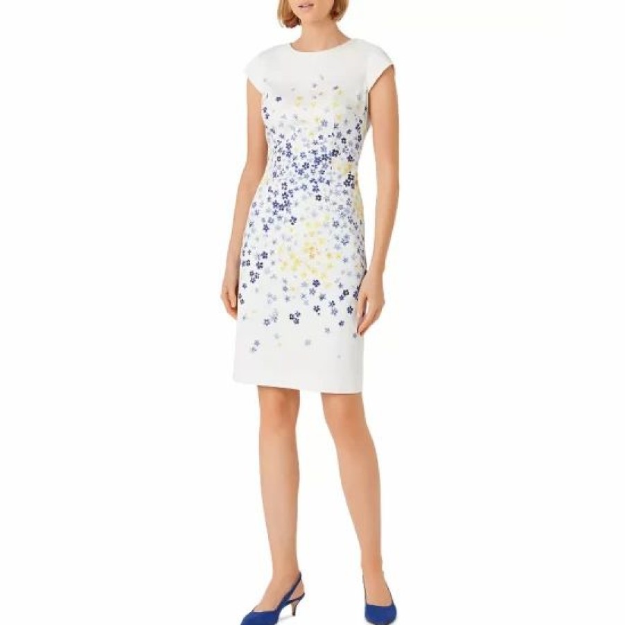 Dress * | Cheap Hobbs London Fiona Dress Ivory/Blue