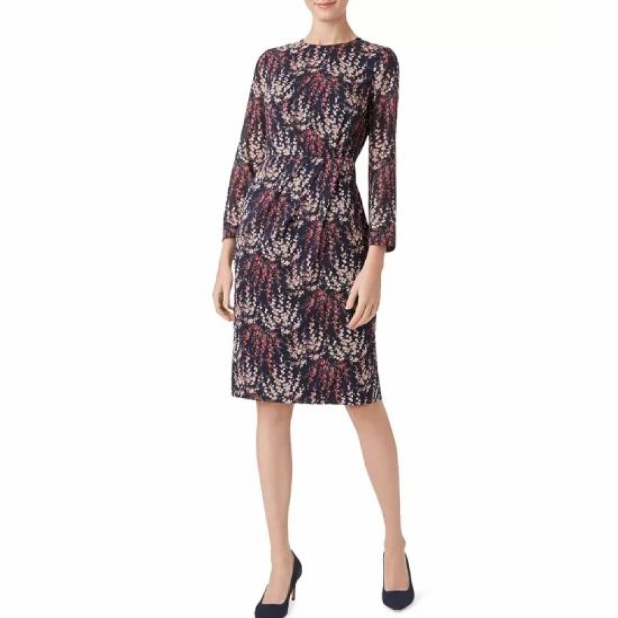 Dress * | Wholesale Hobbs London Trina Floral Sheath Dress Midnight Rose