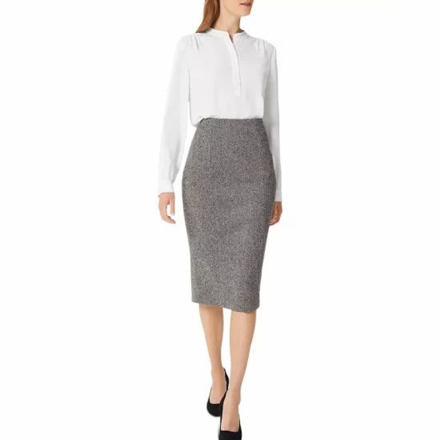 Skirt * | Best Pirce Hobbs London Daniella Wool Pencil Skirt Black White