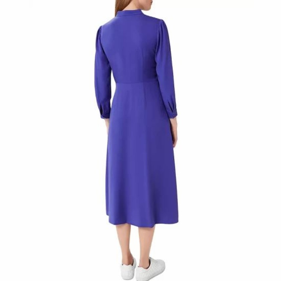 Dress * | Cheap Hobbs London Meadow Tie Front Dress Cobalt Blue