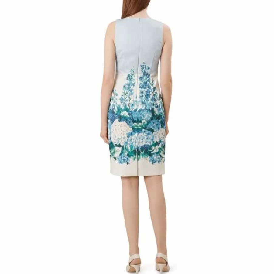 Dress * | Brand New Hobbs London Hydrangea Sheath Dress Blue Multi