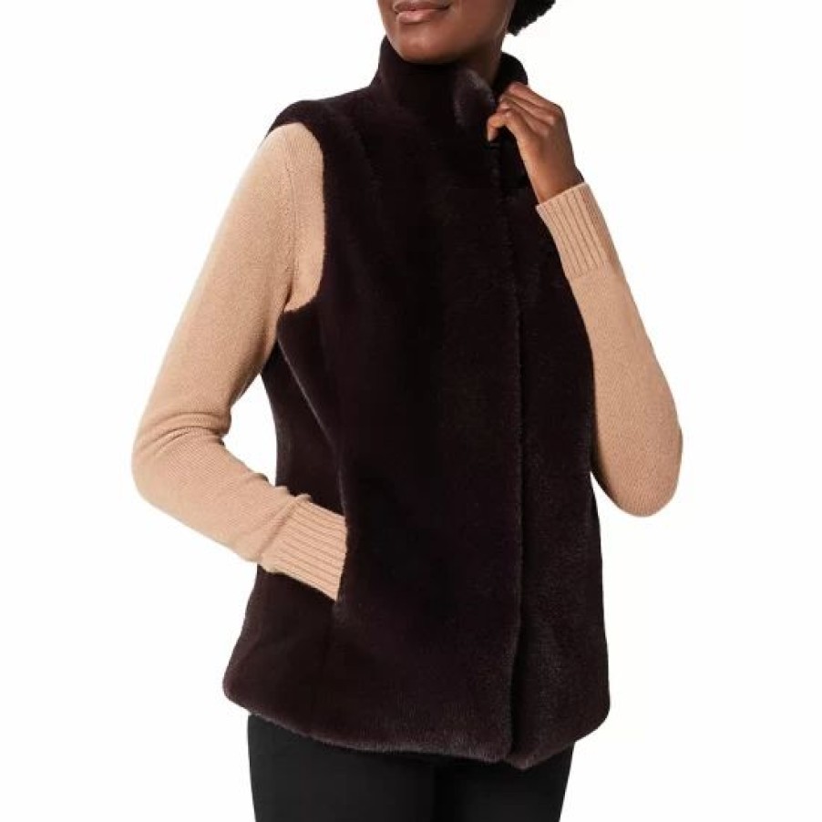 Jacket * | Hot Sale Hobbs London Verena Faux Fur Vest Aubergine