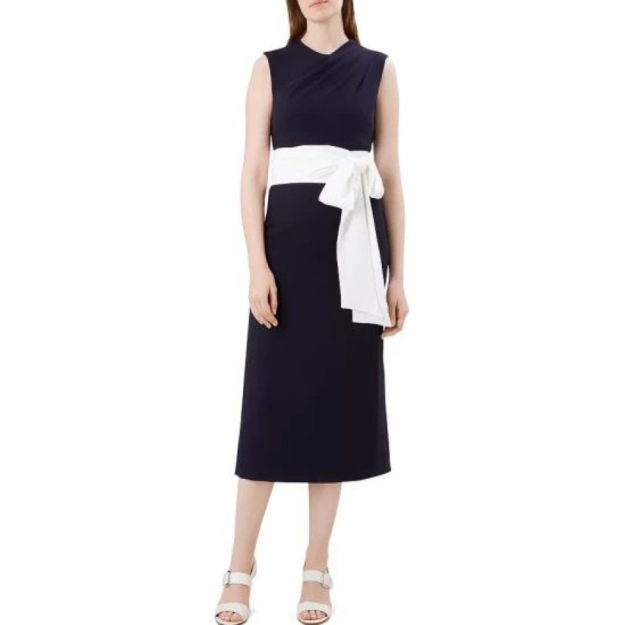 Dress * | New Hobbs London Thao Belted Dress Navy Ivory