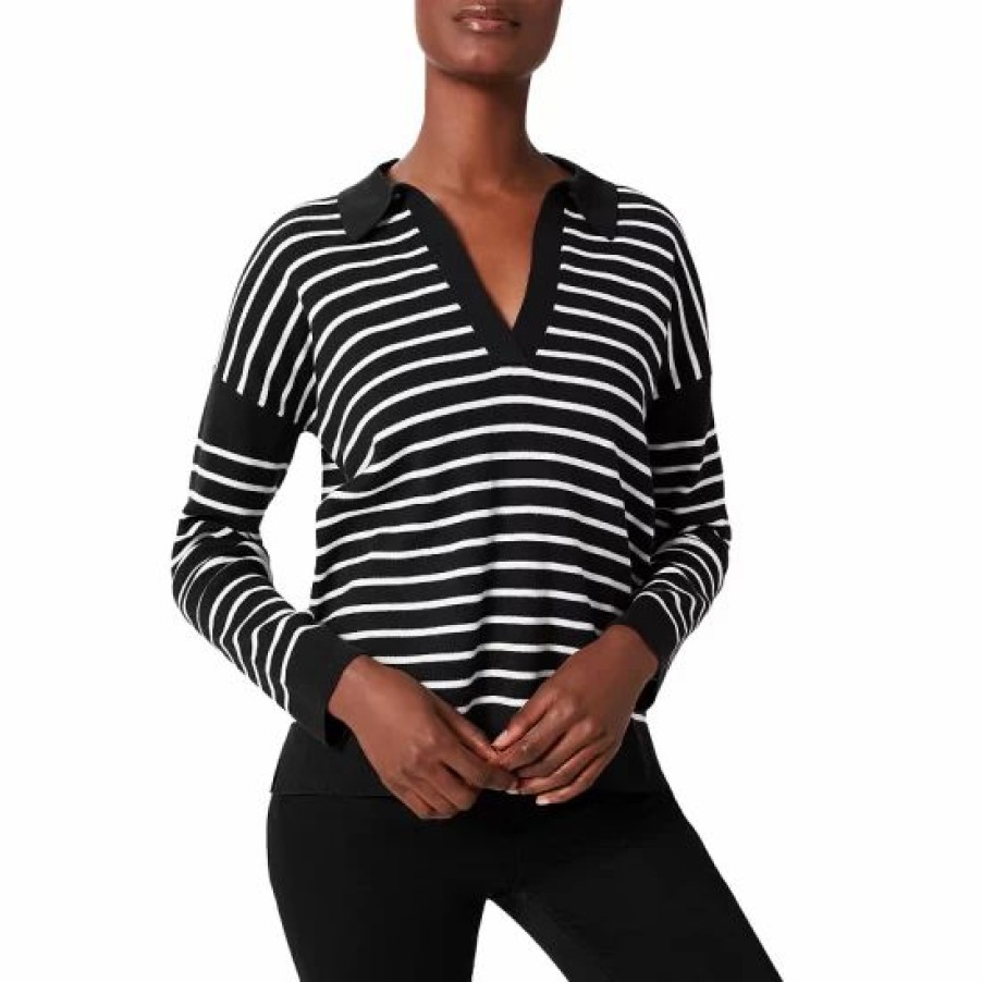 Sweater * | Brand New Hobbs London Karissa Stripe Sweater Black Ivory