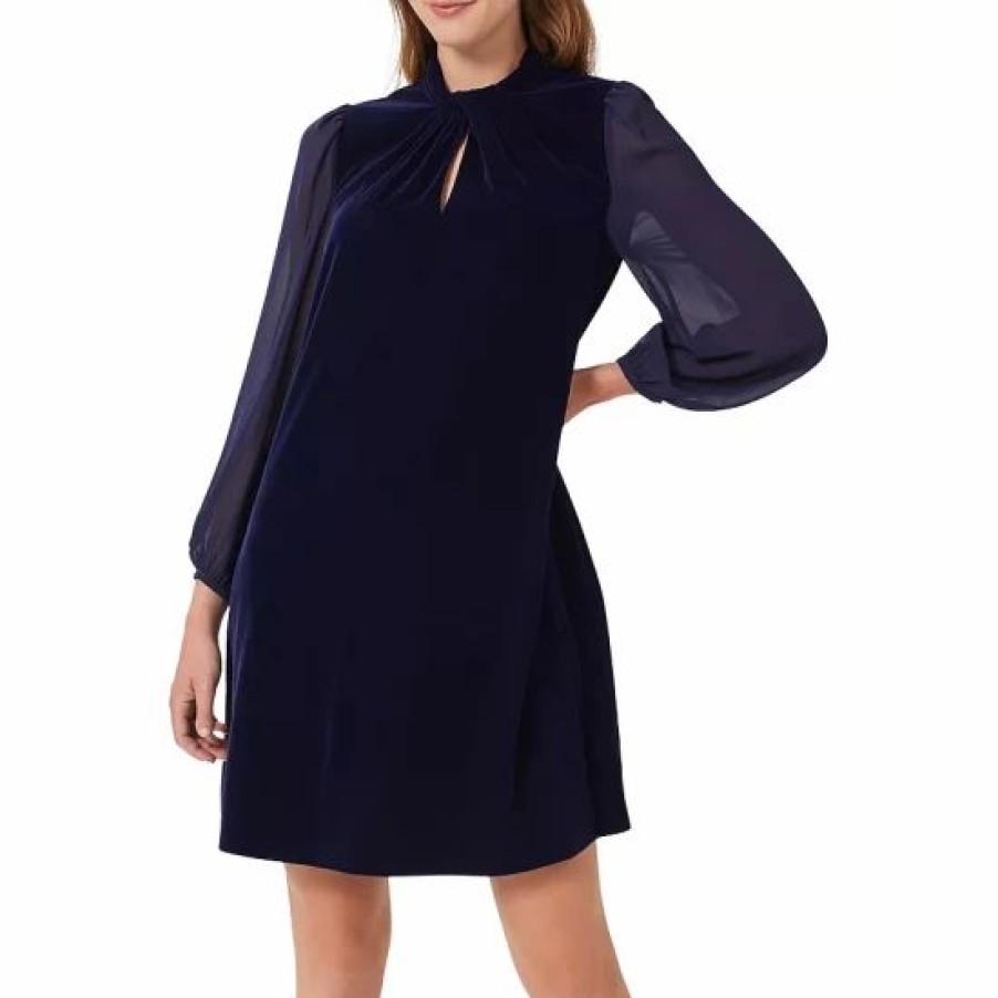 Dress * | Discount Hobbs London Faye Velvet Dress Midnight Navy