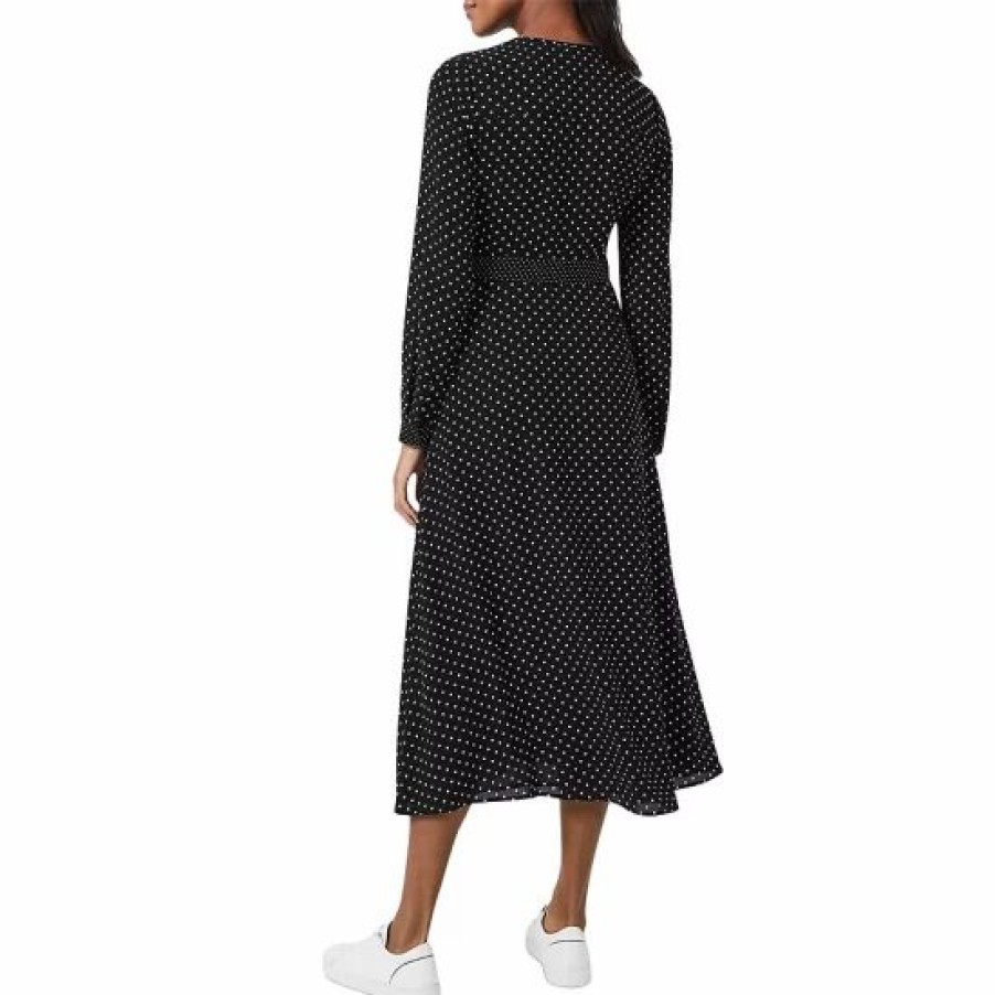 Dress * | Best Sale Hobbs London Thea Polka Dot Midi Dress Black Ivory