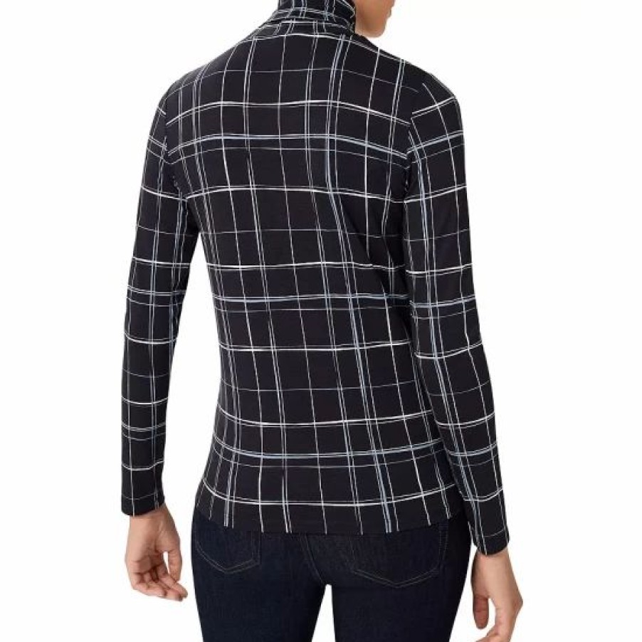 Top * | Promo Hobbs London Mischa Plaid Turtleneck Top Navy Ivory