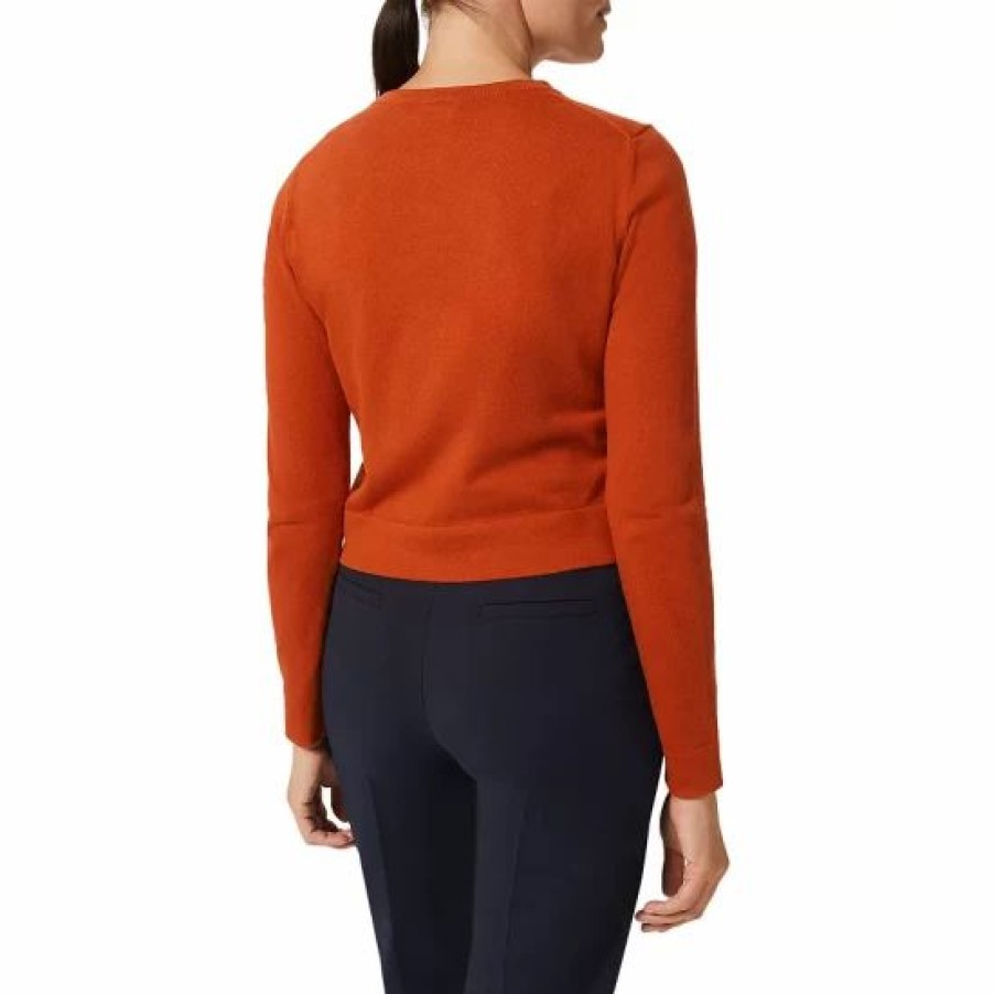 Sweater * | Coupon Hobbs London Michelle Button Front Cardigan Deep Orange