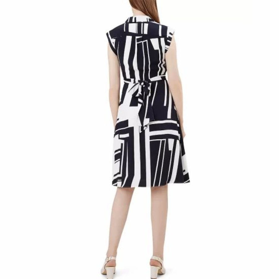 Dress * | Promo Hobbs London Tahlia Tie-Waist Dress Navy Ivory