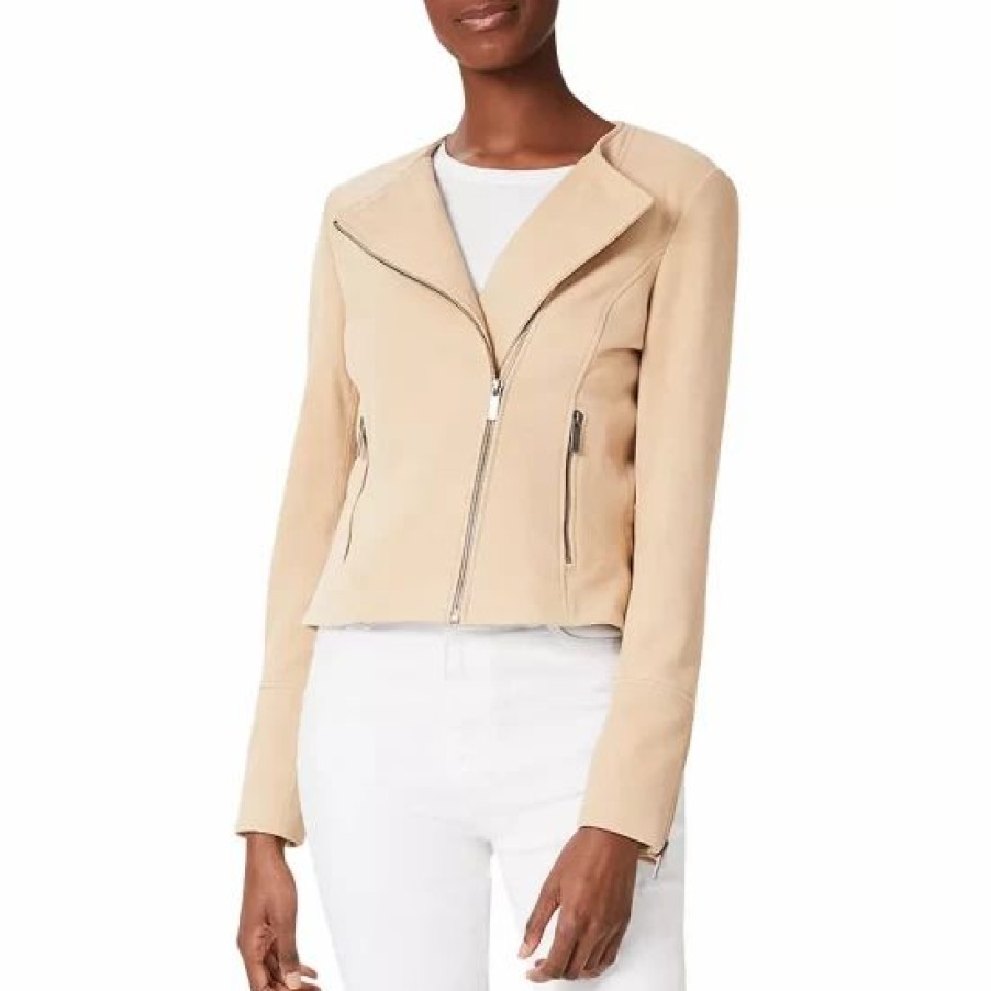 Jacket * | Deals Hobbs London Liz Suede Jacket Stone