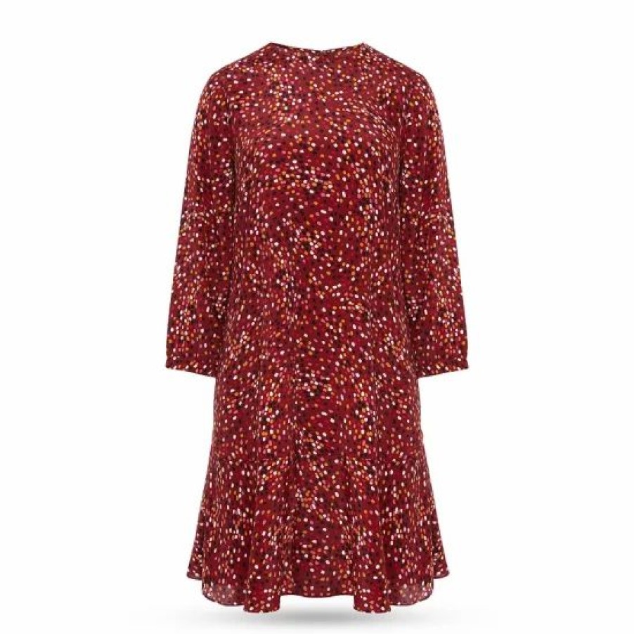 Dress * | Best Reviews Of Hobbs London Prim Dress Cherry Red