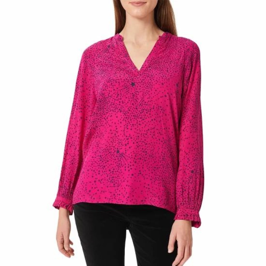 Top * | Budget Hobbs London Hana Printed Blouse Pink Black