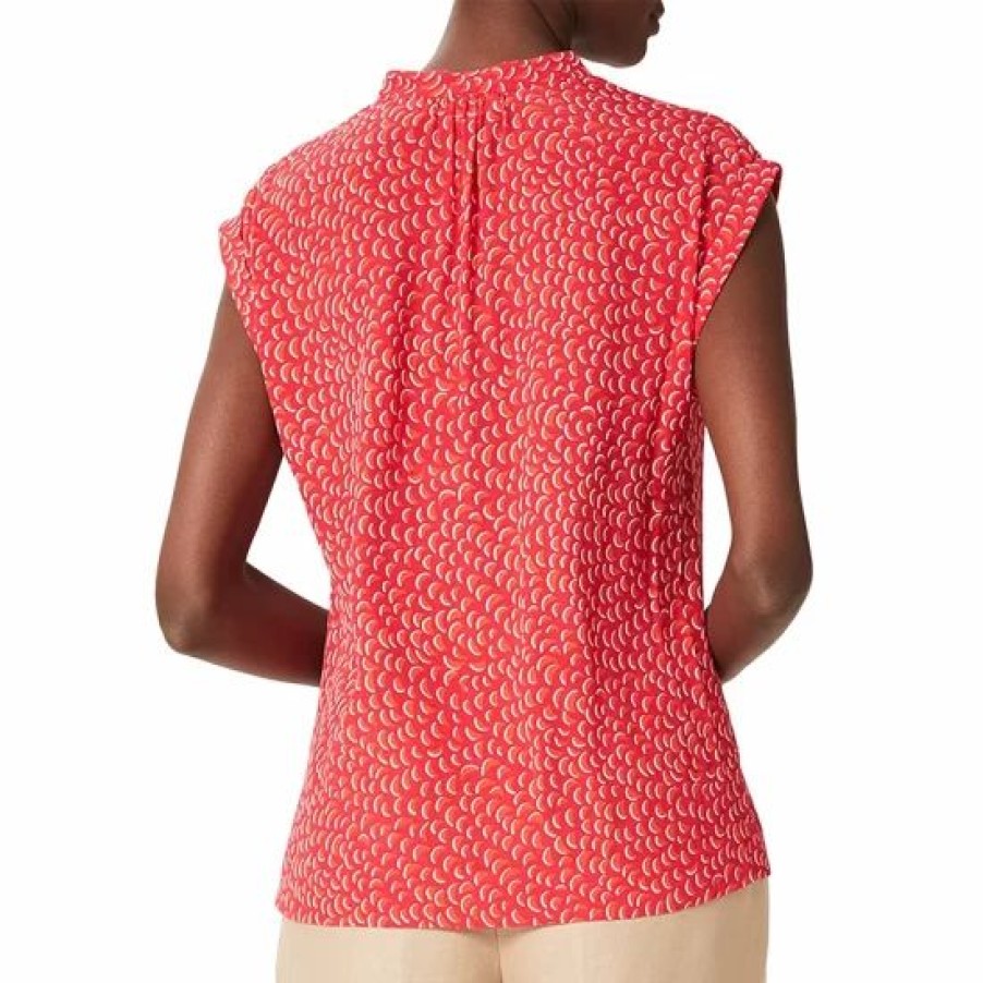 Top * | Buy Hobbs London Cala Printed Blouse Pink Orange