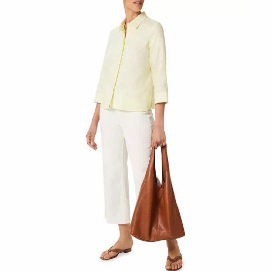 Top * | Buy Hobbs London Nita Boxy Linen Shirt Light Yellow