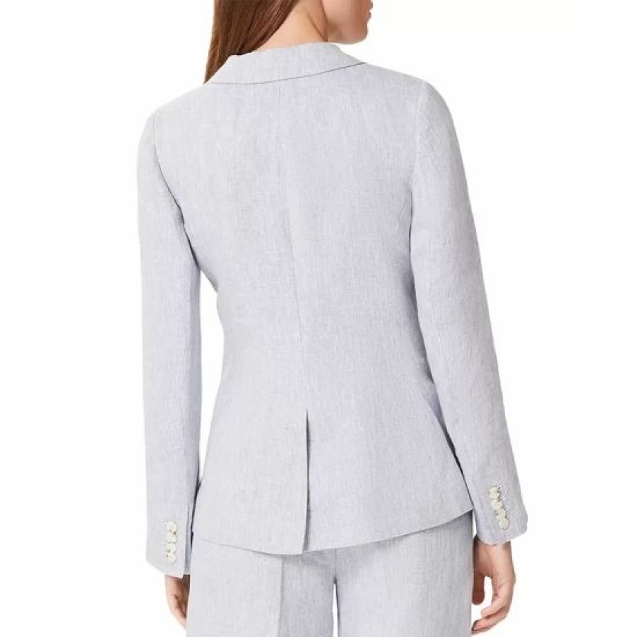 Blazers * | Brand New Hobbs London Maeve Linen Jacket Pale Blue