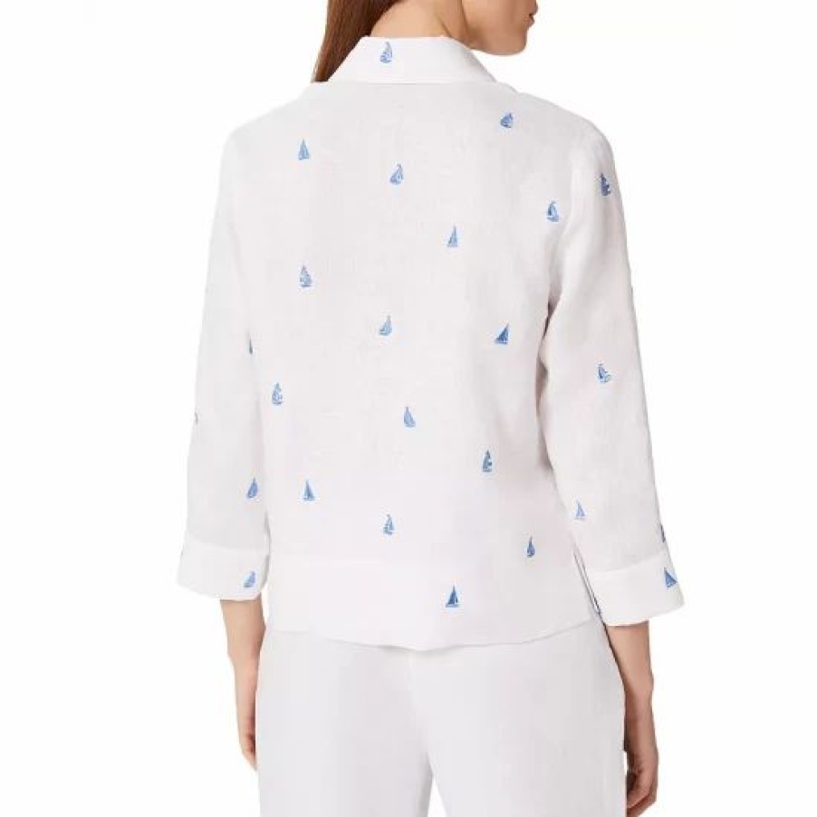 Top * | Discount Hobbs London Nita Embroidered Button Front Shirt White Sky