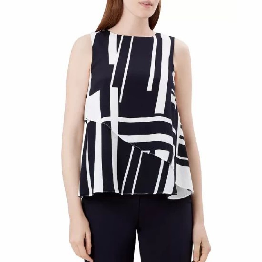 Top * | New Hobbs London Carole Tiered Top Navy Ivory