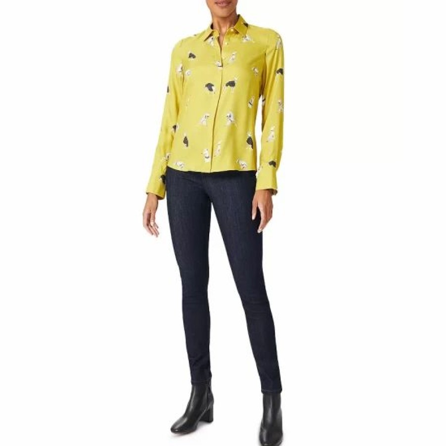 Top * | Coupon Hobbs London Alana Whippet Print Shirt Yellow Multi