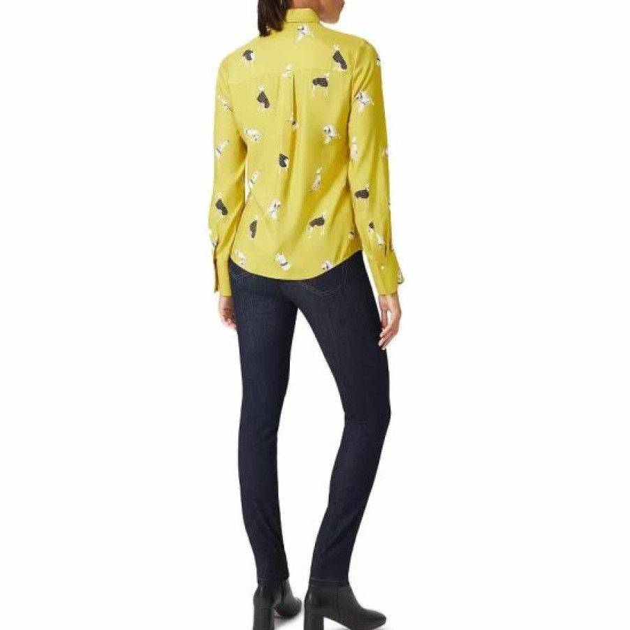 Top * | Coupon Hobbs London Alana Whippet Print Shirt Yellow Multi