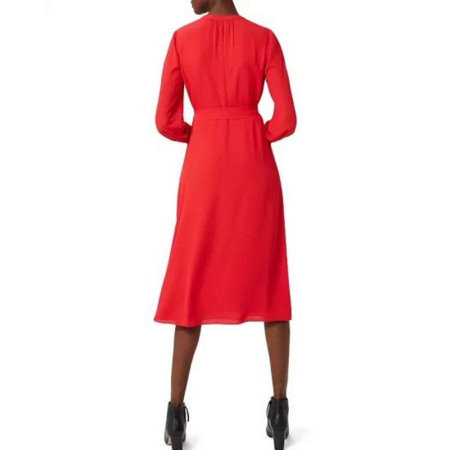 Dress * | Best Reviews Of Hobbs London Violet Belted Midi Dress Crimson Red