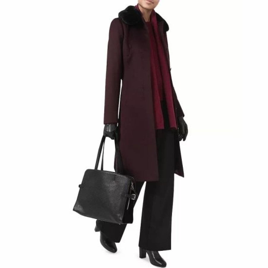 Coat * | Best Deal Hobbs London Edeline Faux Fur Collar Coat Wine