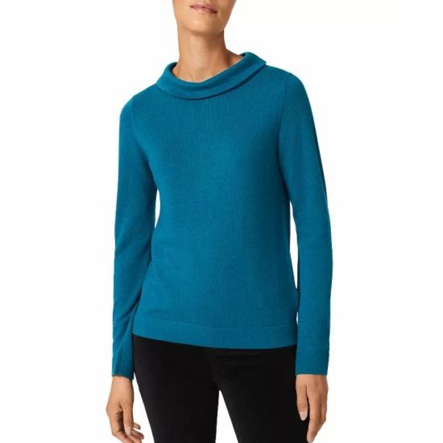 Sweater * | Best Sale Hobbs London Audrey Wool & Cashmere Sweater Petrol Blue