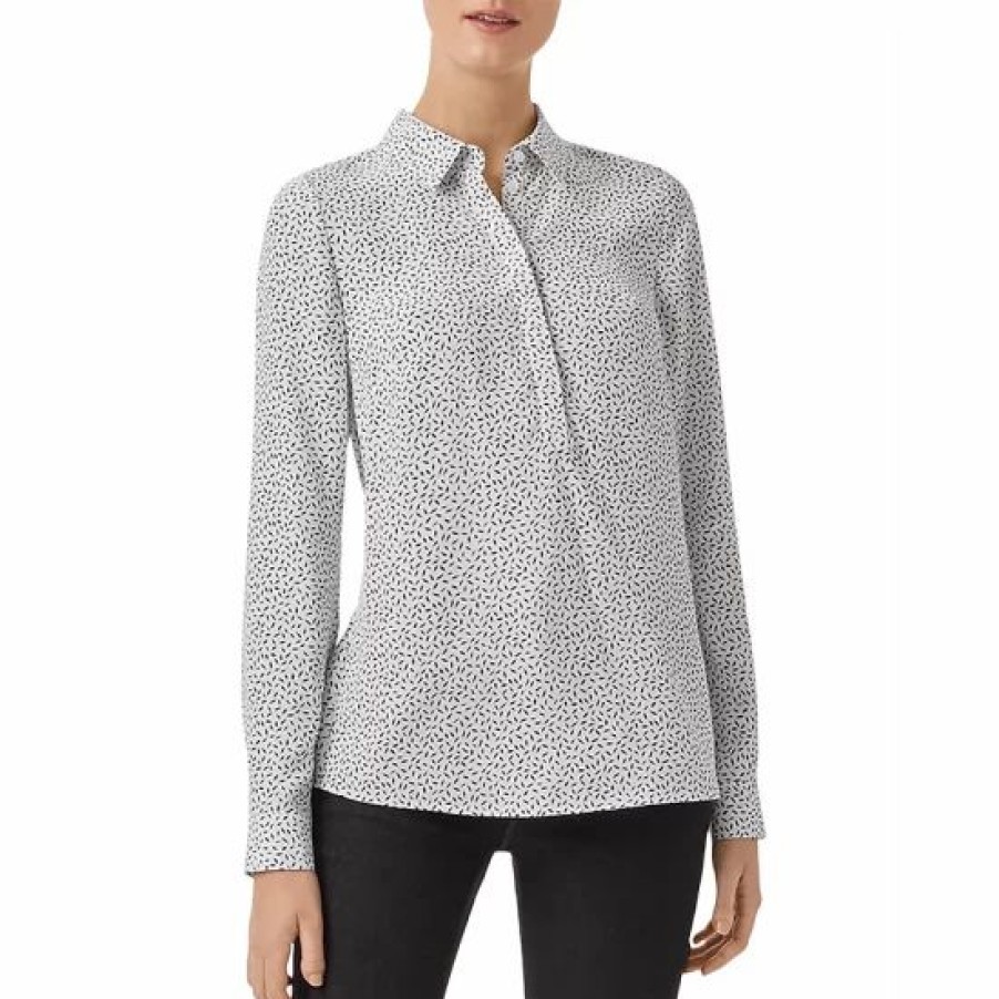 Top * | Top 10 Hobbs London Meredith Printed Blouse Ivory Navy