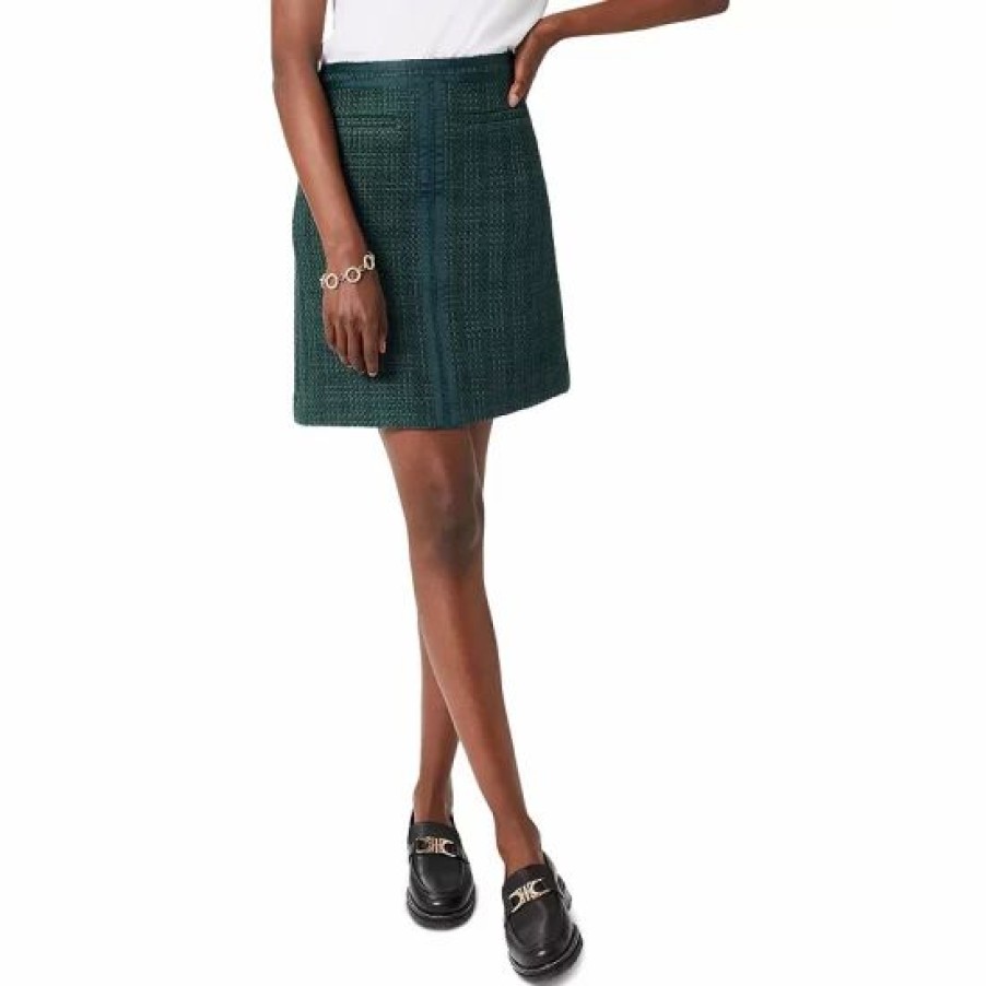 Skirt * | Hot Sale Hobbs London Estella Tweed Mini Skirt Deep Pine