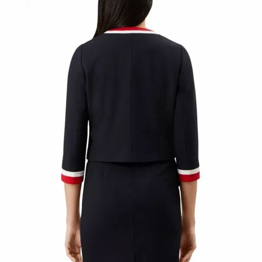 Jacket * | Cheap Hobbs London Annabel Cropped Jacket Navy Red