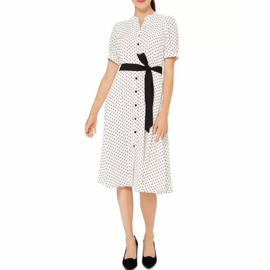 Dress * | Deals Hobbs London Eliza Belted Shirt Dress Ivory/Black